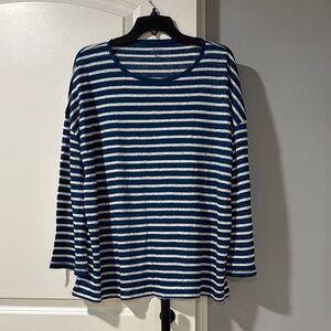 J. Crew Blue and White Striped Long Sleeve Tee